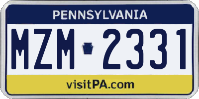PA license plate MZM2331