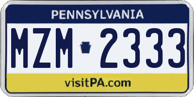 PA license plate MZM2333