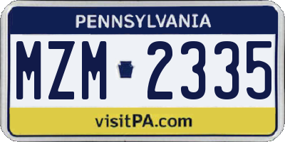 PA license plate MZM2335