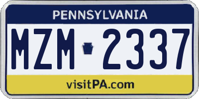 PA license plate MZM2337