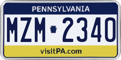 PA license plate MZM2340
