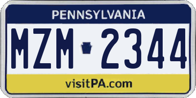 PA license plate MZM2344