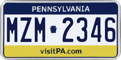 PA license plate MZM2346
