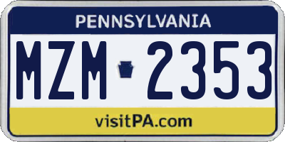 PA license plate MZM2353