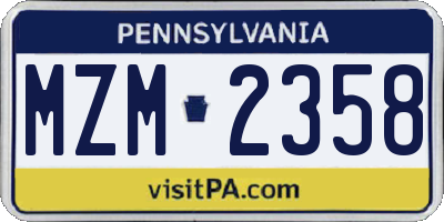 PA license plate MZM2358