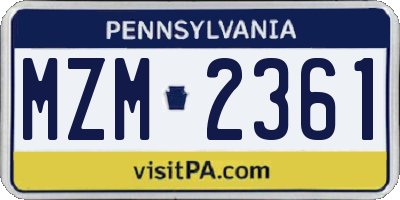 PA license plate MZM2361