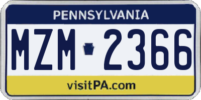 PA license plate MZM2366