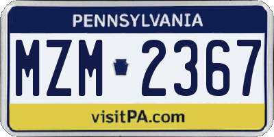 PA license plate MZM2367