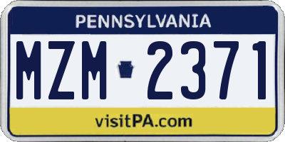 PA license plate MZM2371