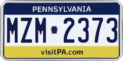 PA license plate MZM2373