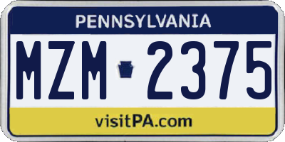 PA license plate MZM2375