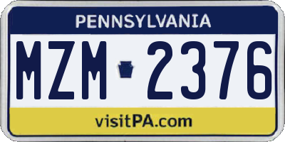 PA license plate MZM2376