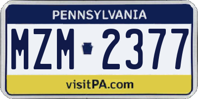 PA license plate MZM2377