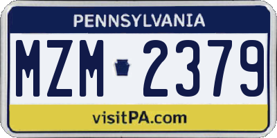 PA license plate MZM2379