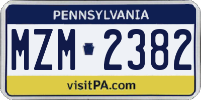 PA license plate MZM2382