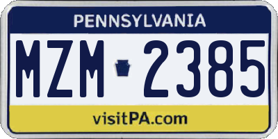 PA license plate MZM2385