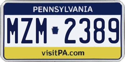 PA license plate MZM2389