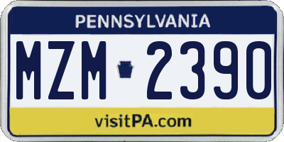 PA license plate MZM2390