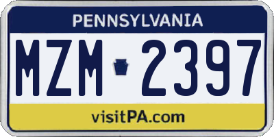 PA license plate MZM2397