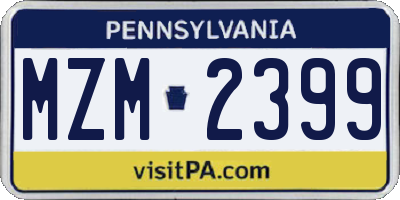 PA license plate MZM2399