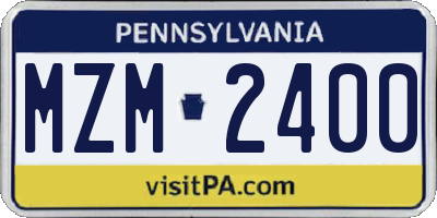 PA license plate MZM2400