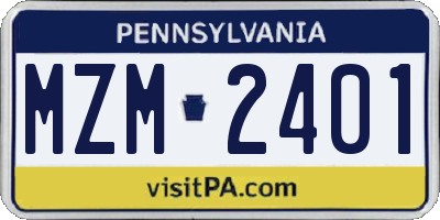 PA license plate MZM2401