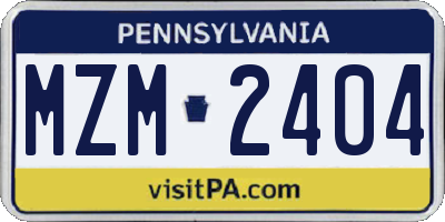 PA license plate MZM2404