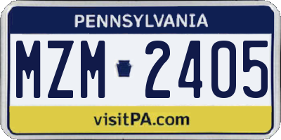 PA license plate MZM2405