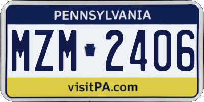 PA license plate MZM2406