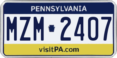 PA license plate MZM2407