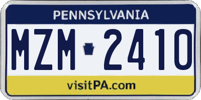 PA license plate MZM2410