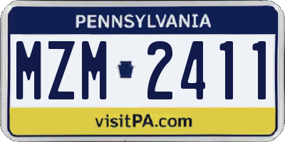 PA license plate MZM2411
