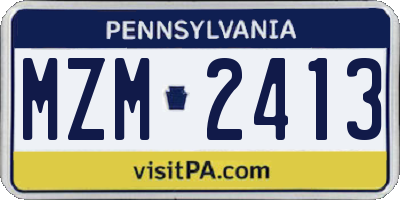 PA license plate MZM2413