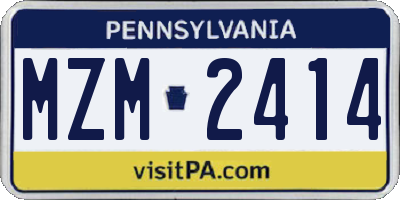PA license plate MZM2414