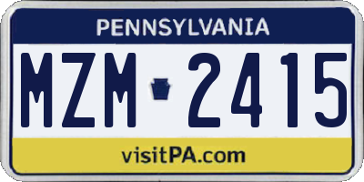 PA license plate MZM2415