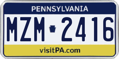 PA license plate MZM2416