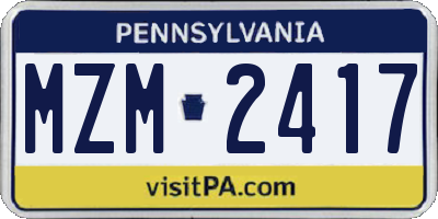 PA license plate MZM2417