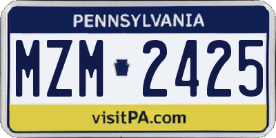 PA license plate MZM2425