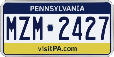 PA license plate MZM2427