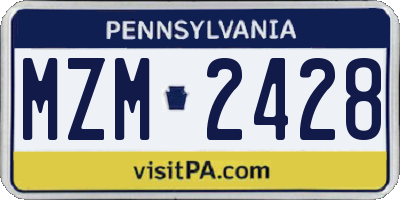 PA license plate MZM2428