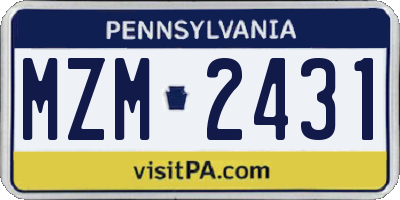 PA license plate MZM2431
