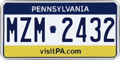 PA license plate MZM2432