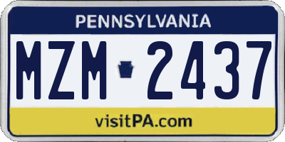 PA license plate MZM2437
