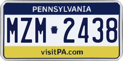 PA license plate MZM2438