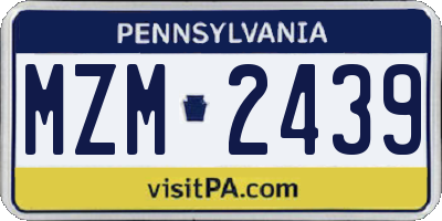 PA license plate MZM2439