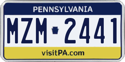 PA license plate MZM2441