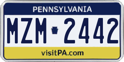 PA license plate MZM2442