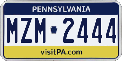 PA license plate MZM2444