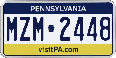 PA license plate MZM2448