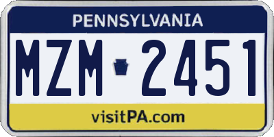 PA license plate MZM2451